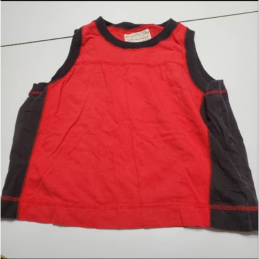 Melbourne Elements Womens Tank Top Red Black Color Block Crew Neck 100% Cotton S
